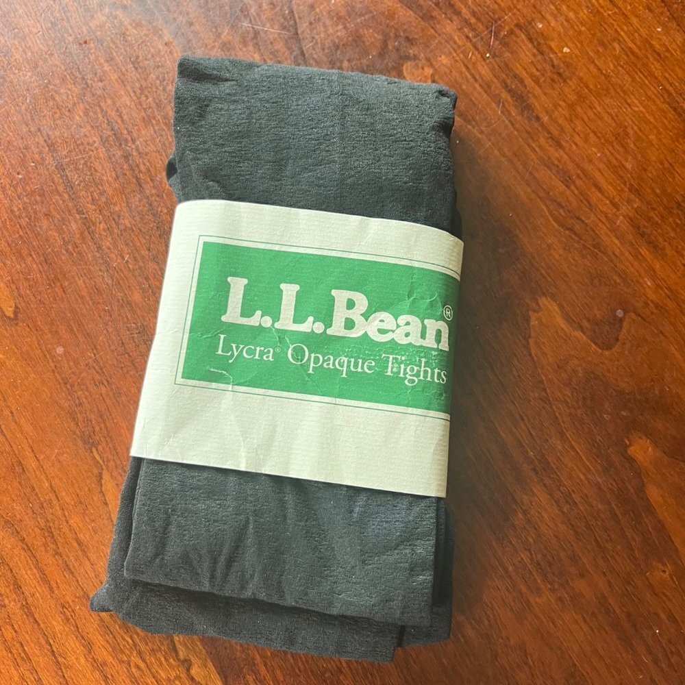 NEW Vintage L. L. Bean Lyrca Opaque Black Tights- Size Medium